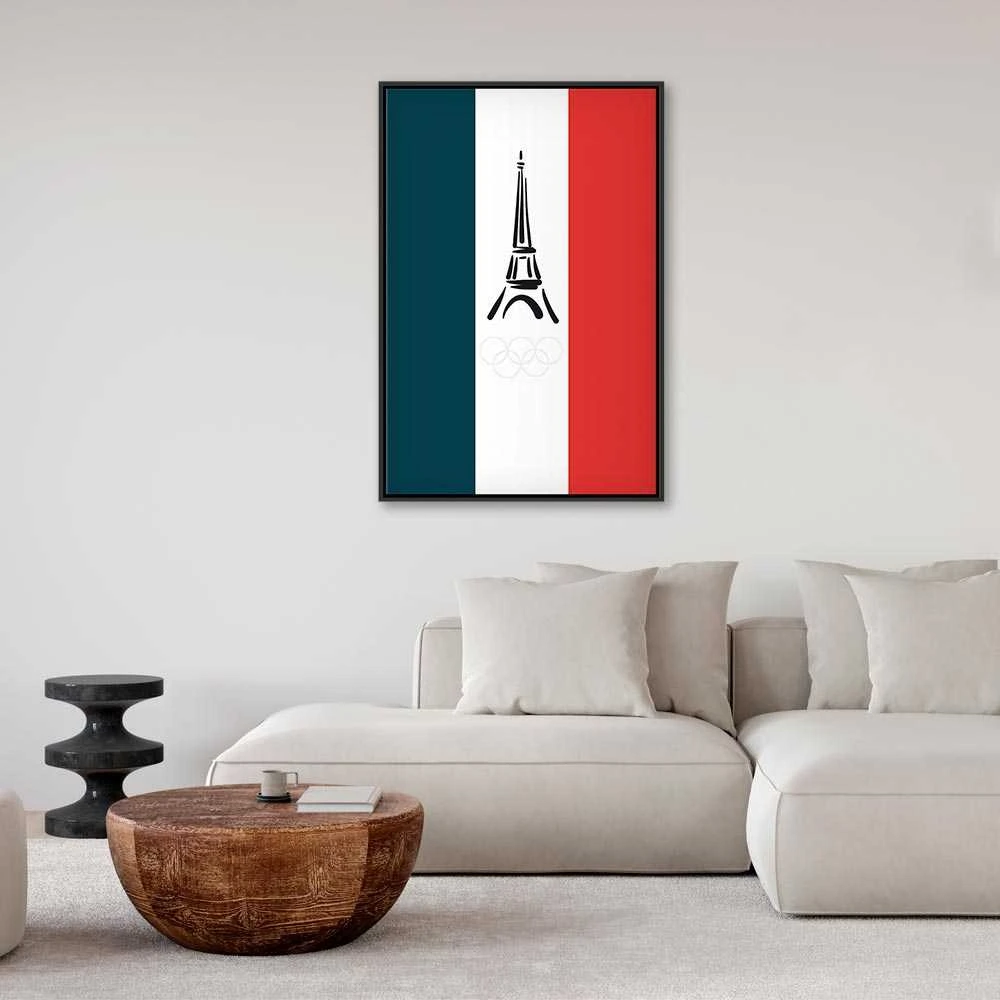 Artgeist Paveikslas - French Flag With Graphic Eiffel Tower