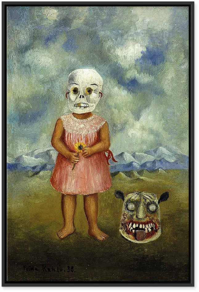 Artgeist Paveikslas - Frida Kahlo – Girl with Death Mask (She Plays Alone)