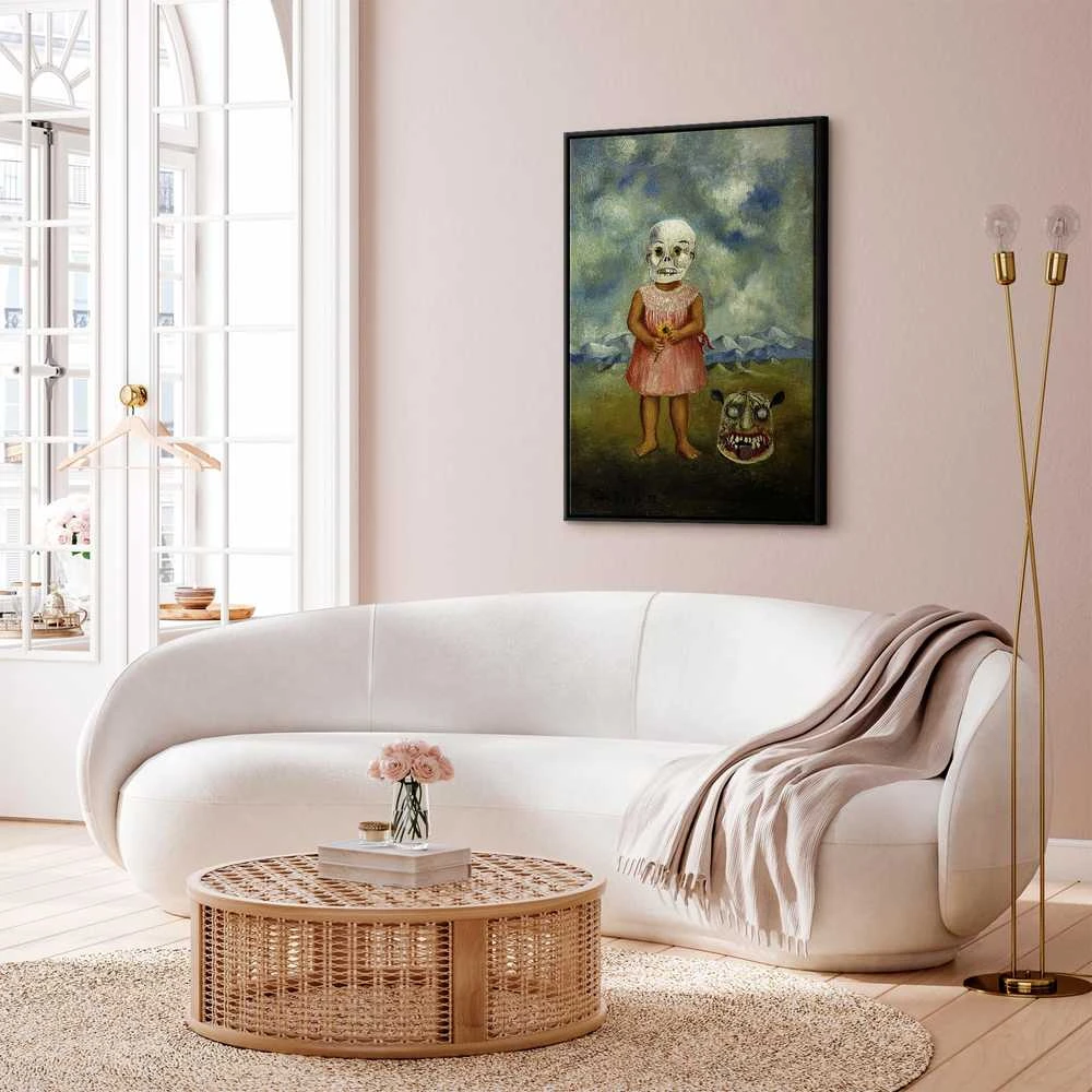 Artgeist Paveikslas - Frida Kahlo – Girl with Death Mask (She Plays Alone)