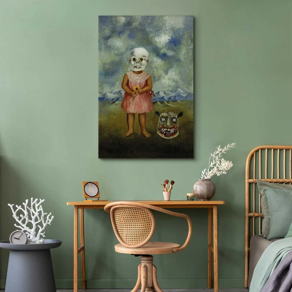 Artgeist Paveikslas - Frida Kahlo – Girl with Death Mask (She Plays Alone)