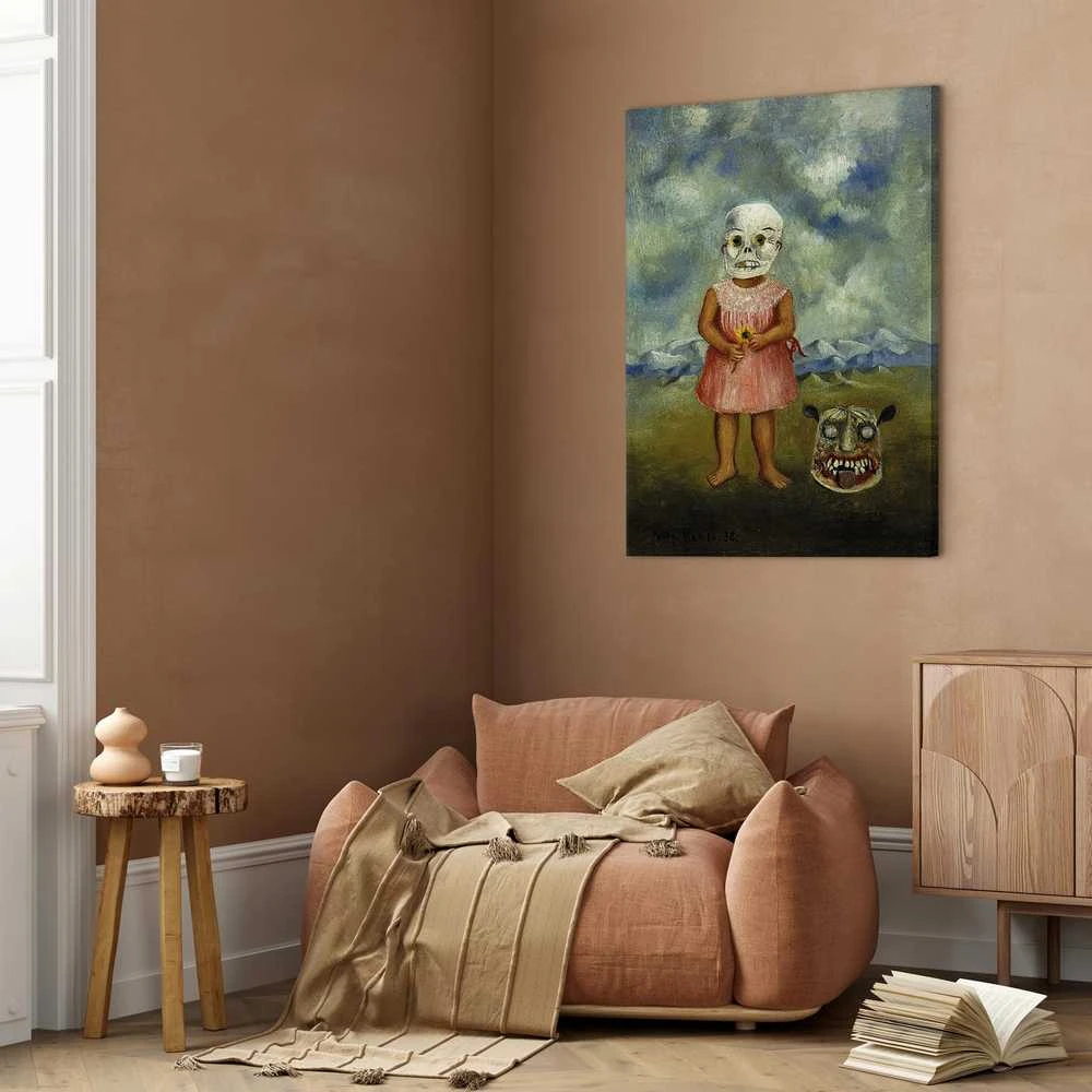 Artgeist Paveikslas - Frida Kahlo – Girl with Death Mask (She Plays Alone)