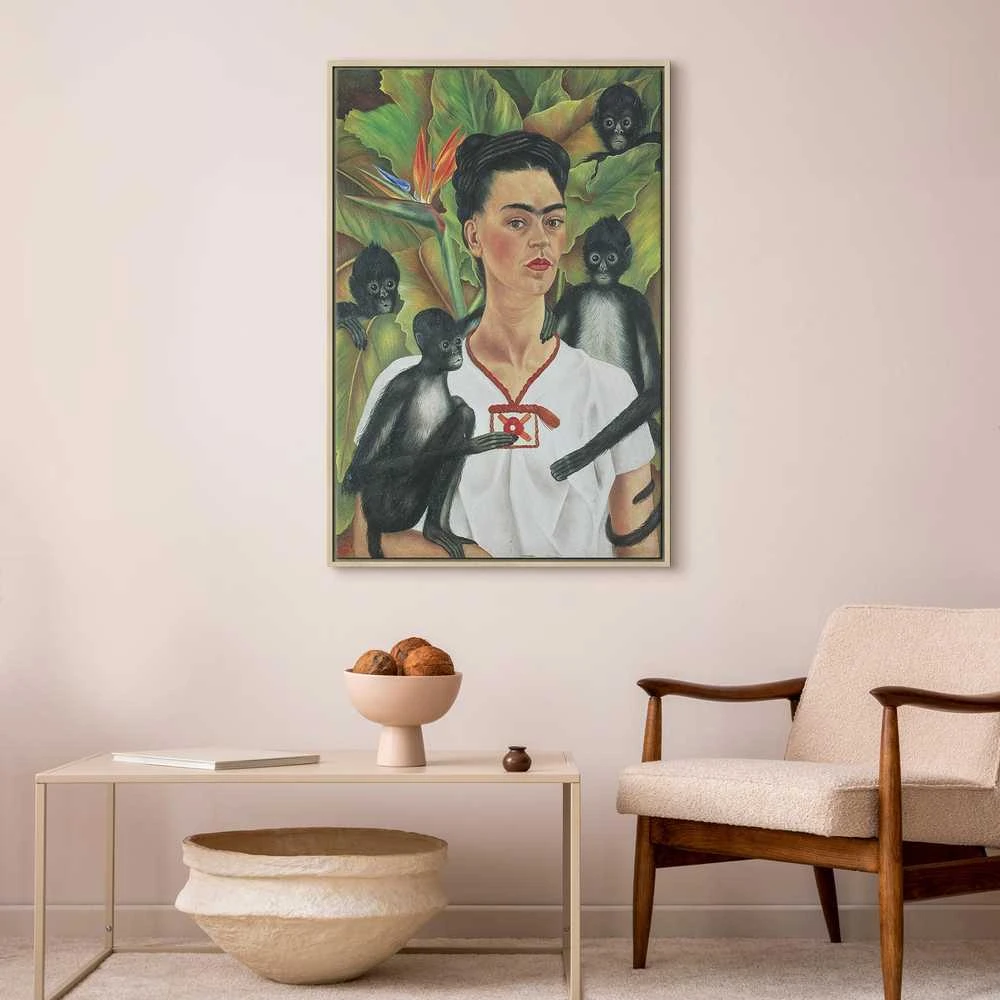 Artgeist Paveikslas - Frida Kahlo – Self-Portrait with Monkeys