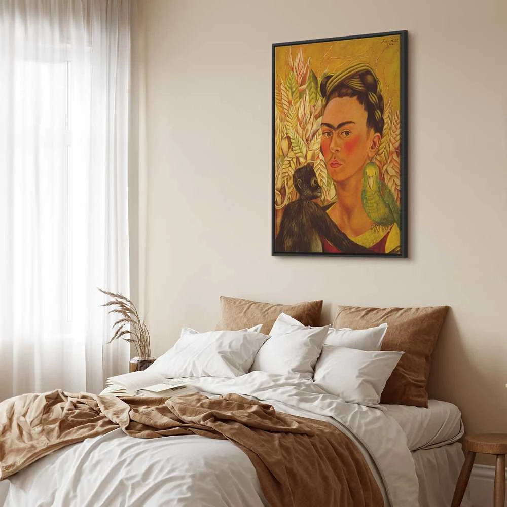 Artgeist Paveikslas - Frida Kahlo – Self-Portrait with Monkey and Parrot