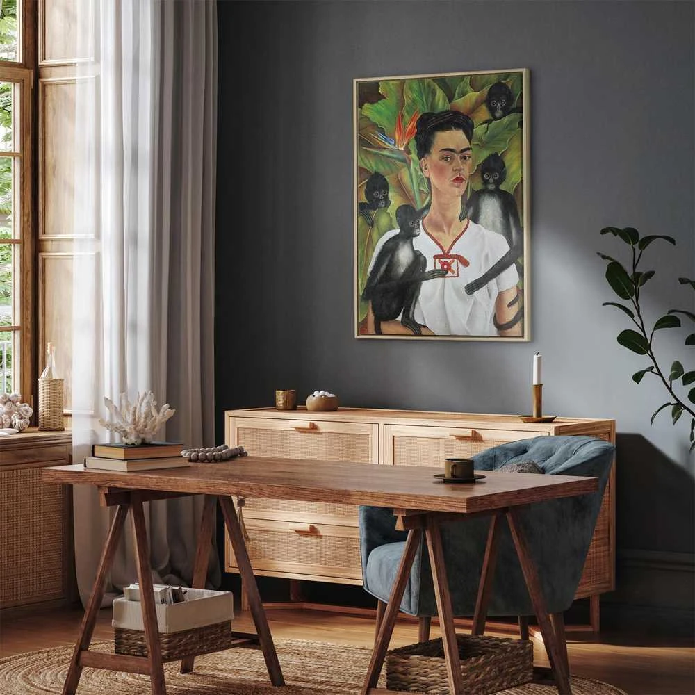Artgeist Paveikslas - Frida Kahlo – Self-Portrait with Monkeys