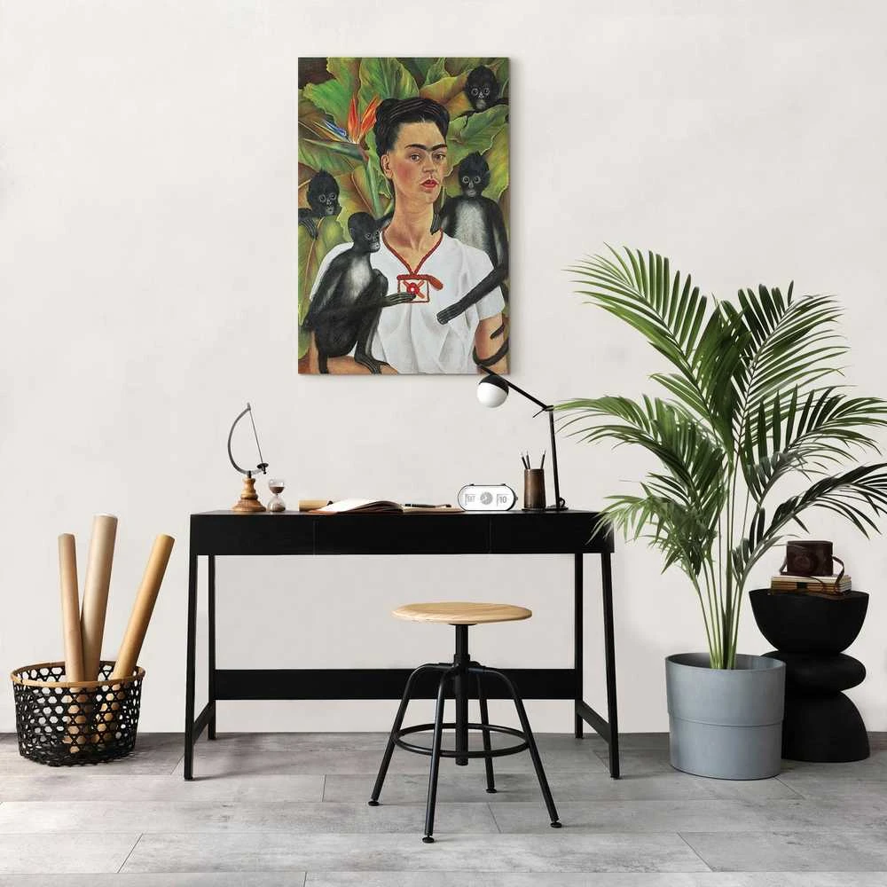 Artgeist Paveikslas - Frida Kahlo – Self-Portrait with Monkeys