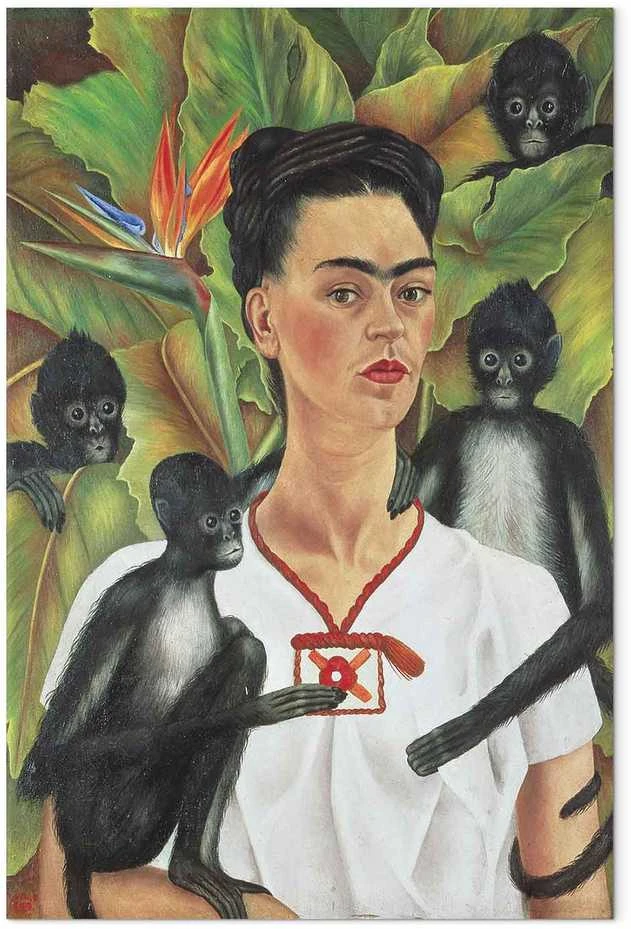 Artgeist Paveikslas - Frida Kahlo – Self-Portrait with Monkeys