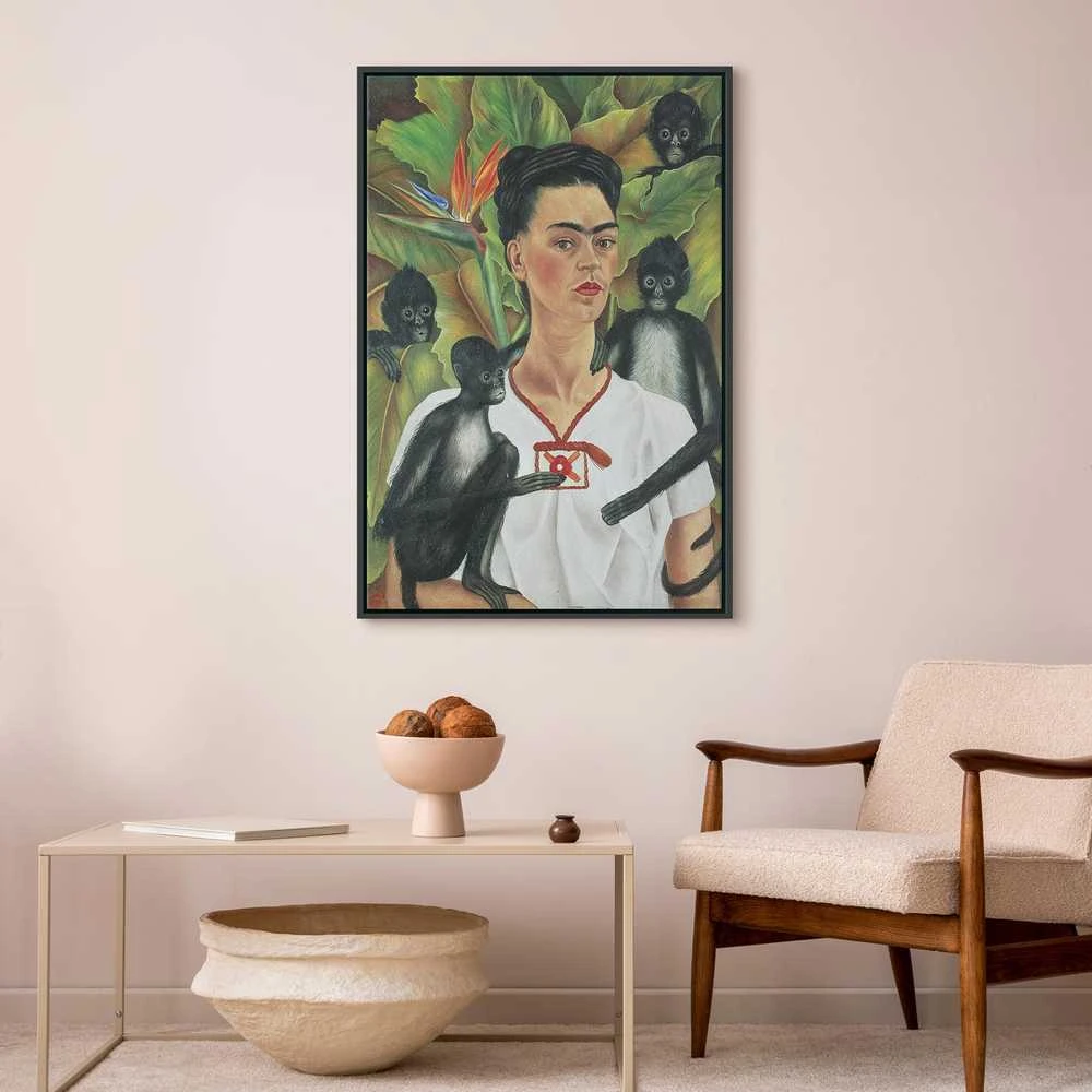 Artgeist Paveikslas - Frida Kahlo – Self-Portrait with Monkeys