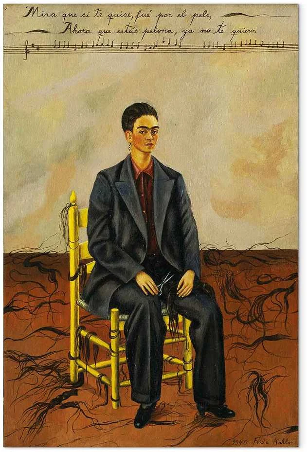Artgeist Paveikslas - Frida Kahlo – Self-Portrait with Cropped Hair
