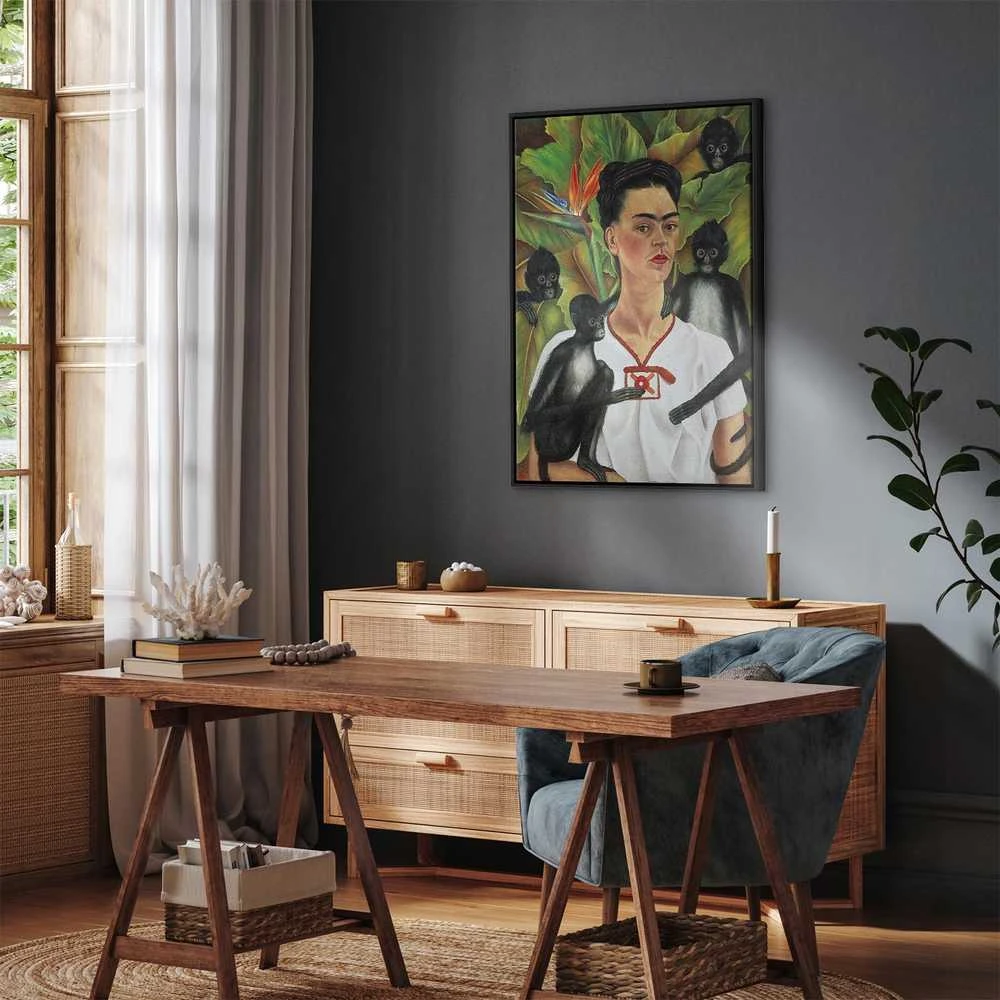 Artgeist Paveikslas - Frida Kahlo – Self-Portrait with Monkeys