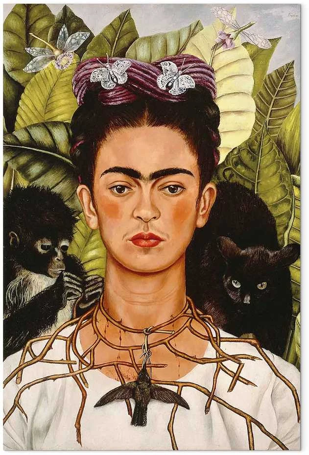 Artgeist Paveikslas - Frida Kahlo – Self-Portrait with Thorn Necklace and Hummingbird