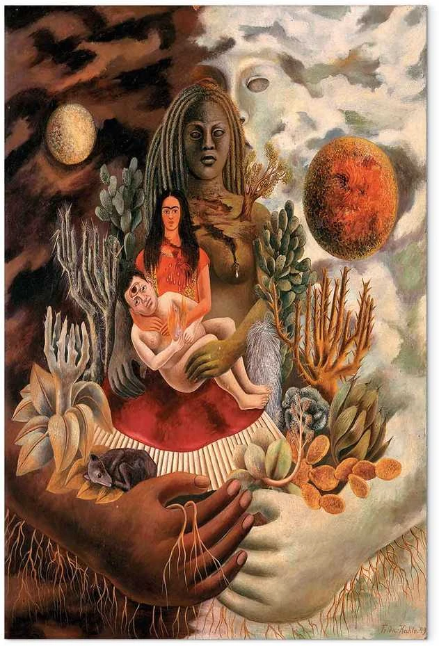 Artgeist Paveikslas - Frida Kahlo – The Love Embrace of the Universe, the Earth (Mexico), Myself, Diego, and Señor Xolotl