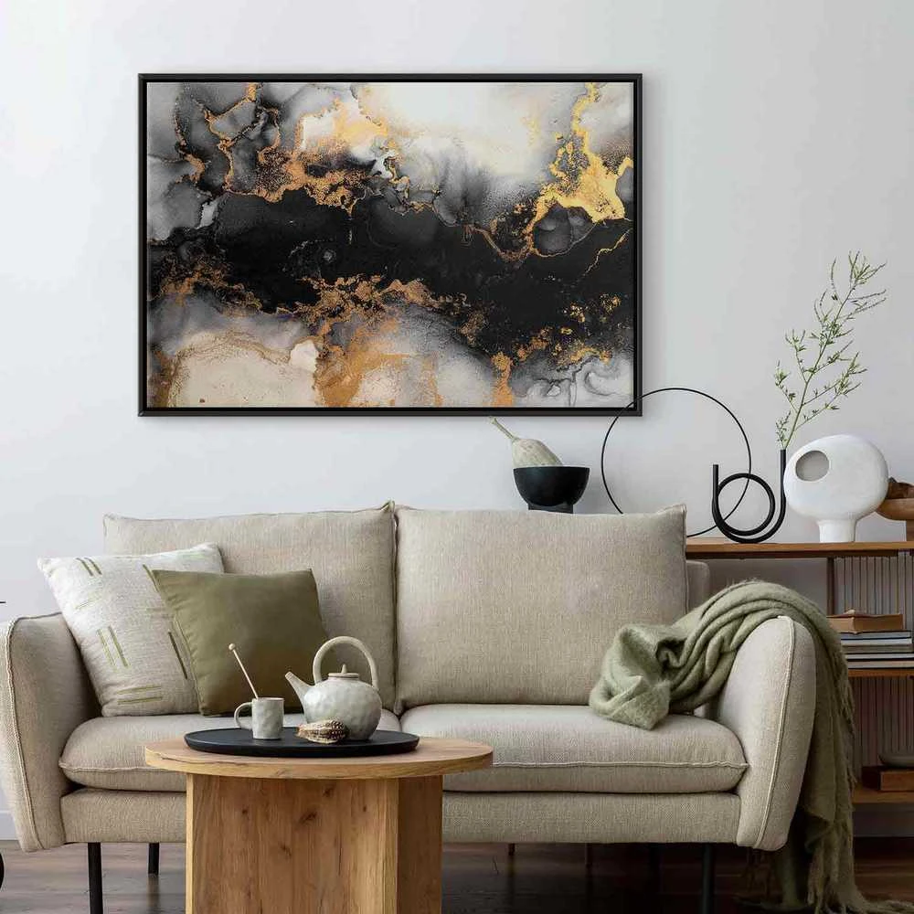 Artgeist Paveikslas - Golden explosions – abstract pattern inspired by marble