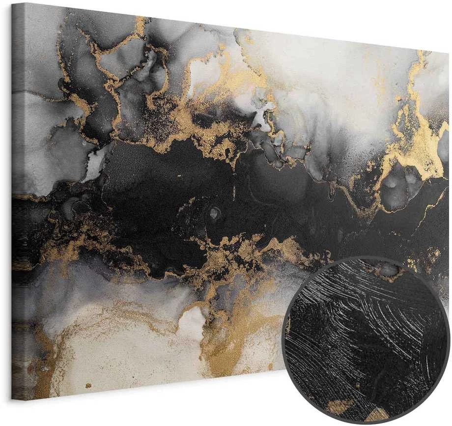 Artgeist Paveikslas - Golden explosions – abstract pattern inspired by marble