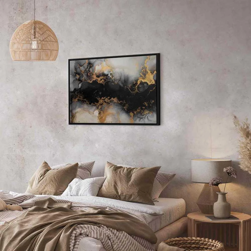 Artgeist Paveikslas - Golden explosions – abstract pattern inspired by marble