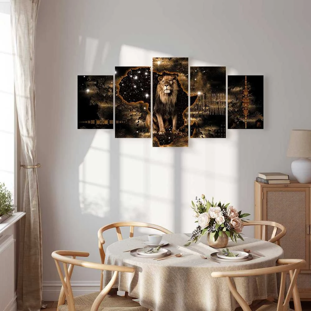 Artgeist Paveikslas - Golden Lion (5 Parts) Wide