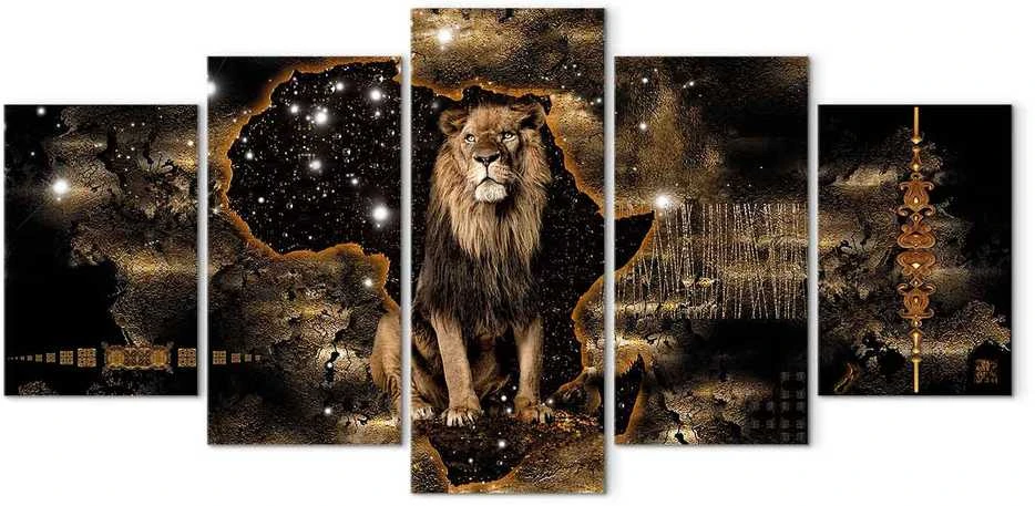 Artgeist Paveikslas - Golden Lion (5 Parts) Wide