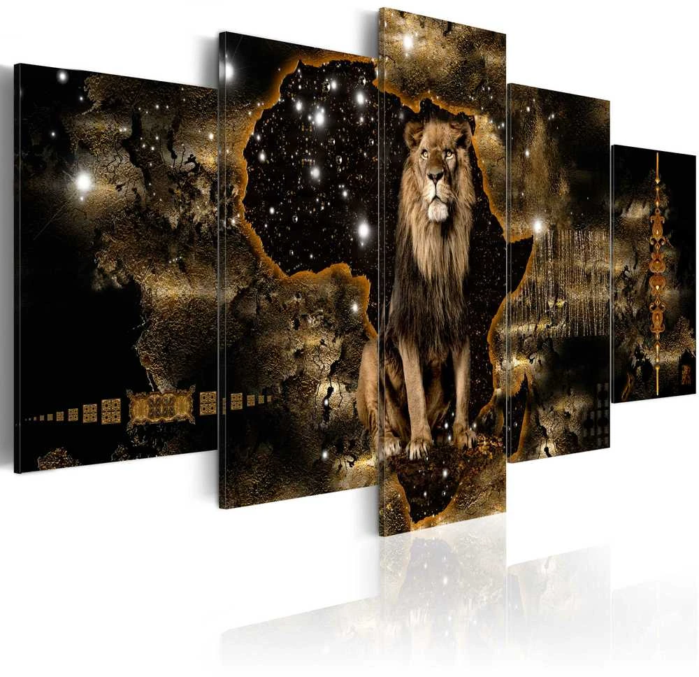 Artgeist Paveikslas - Golden Lion (5 Parts) Wide