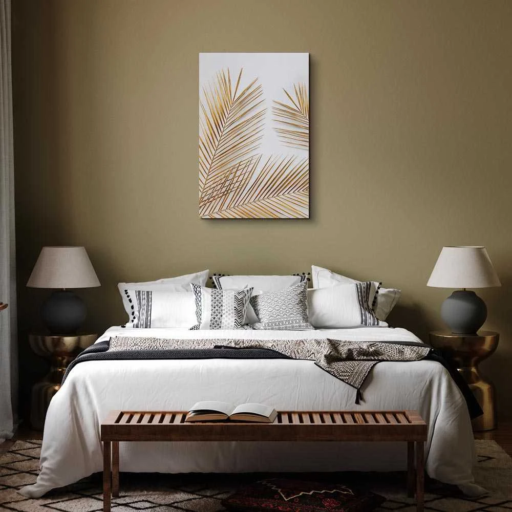 Artgeist Paveikslas - Golden Palm Leaves (1 Part) Vertical