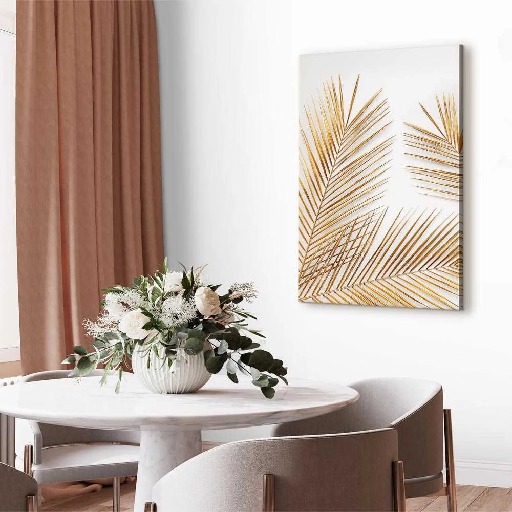 Artgeist Paveikslas - Golden Palm Leaves (1 Part) Vertical
