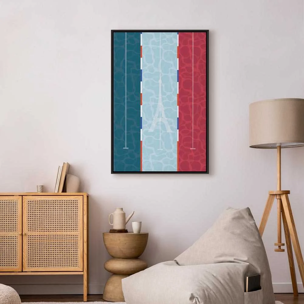 Artgeist Paveikslas - Graphic Illustration of a Swimming Pool Against the Backdrop of the French Flag