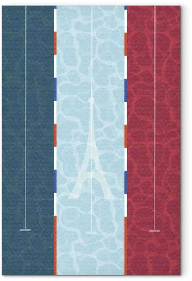 Artgeist Paveikslas - Graphic Illustration of a Swimming Pool Against the Backdrop of the French Flag