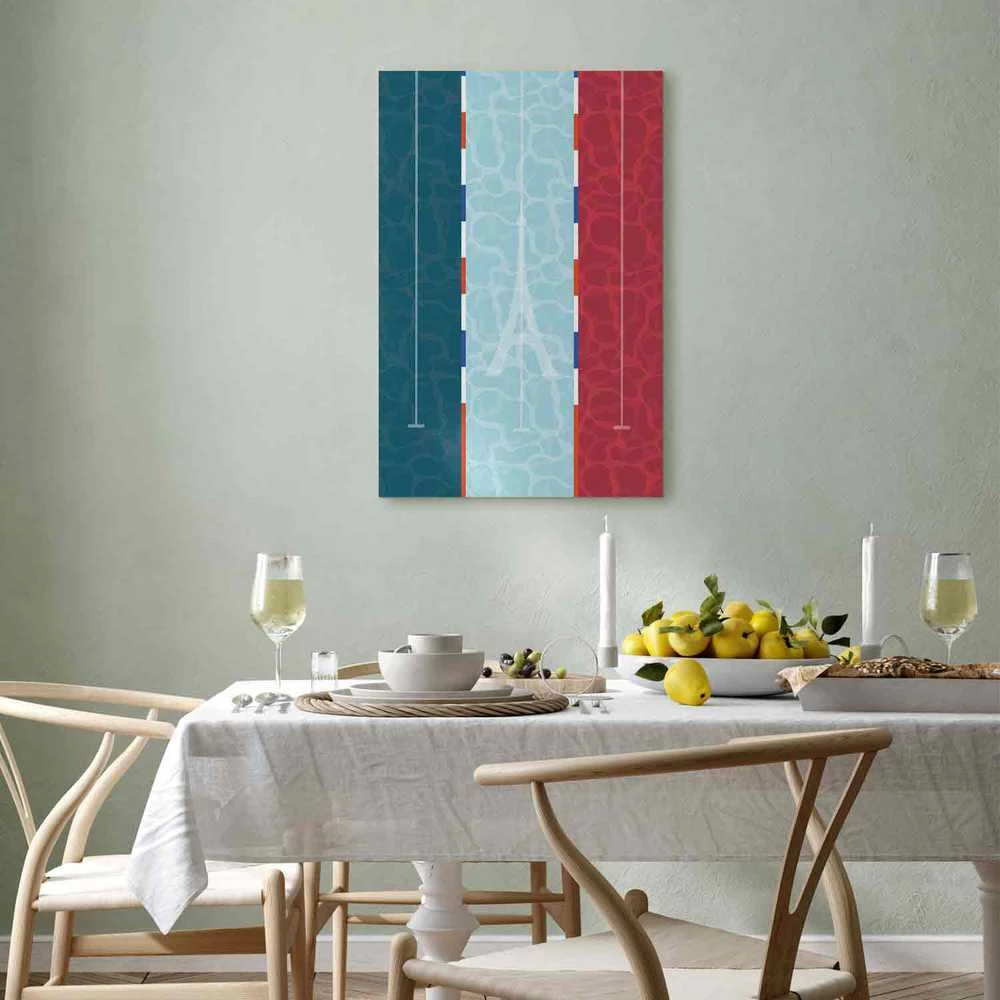 Artgeist Paveikslas - Graphic Illustration of a Swimming Pool Against the Backdrop of the French Flag