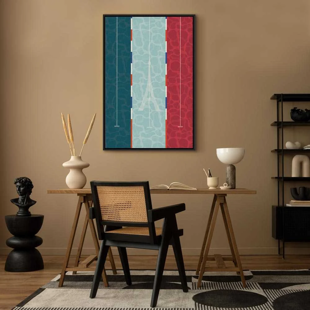 Artgeist Paveikslas - Graphic Illustration of a Swimming Pool Against the Backdrop of the French Flag