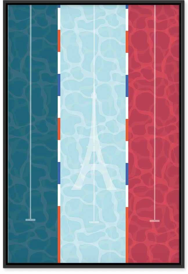 Artgeist Paveikslas - Graphic Illustration of a Swimming Pool Against the Backdrop of the French Flag