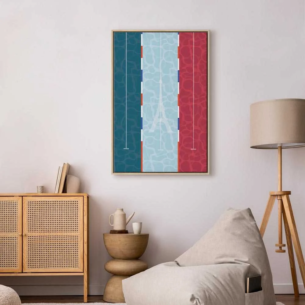 Artgeist Paveikslas - Graphic Illustration of a Swimming Pool Against the Backdrop of the French Flag