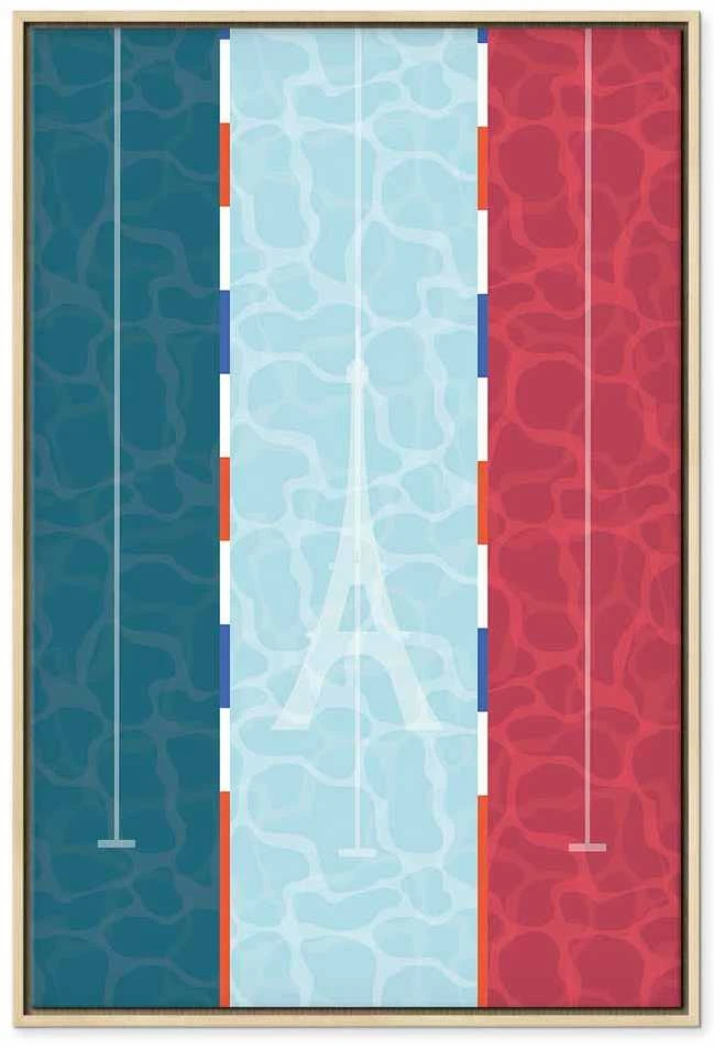 Artgeist Paveikslas - Graphic Illustration of a Swimming Pool Against the Backdrop of the French Flag