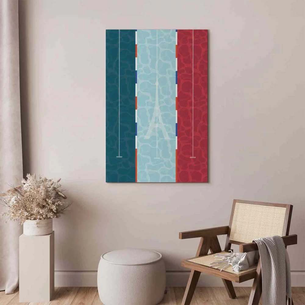 Artgeist Paveikslas - Graphic Illustration of a Swimming Pool Against the Backdrop of the French Flag