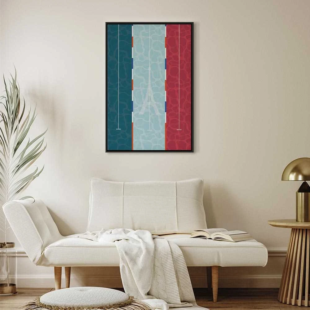 Artgeist Paveikslas - Graphic Illustration of a Swimming Pool Against the Backdrop of the French Flag