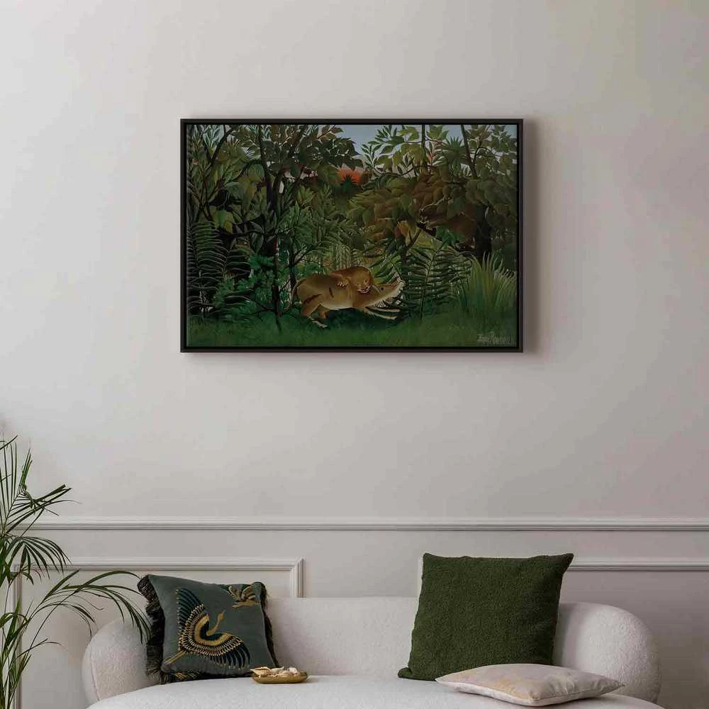 Artgeist Paveikslas - Henri Rousseau – Le Lion ayant faim se jette sur l'Antilope
