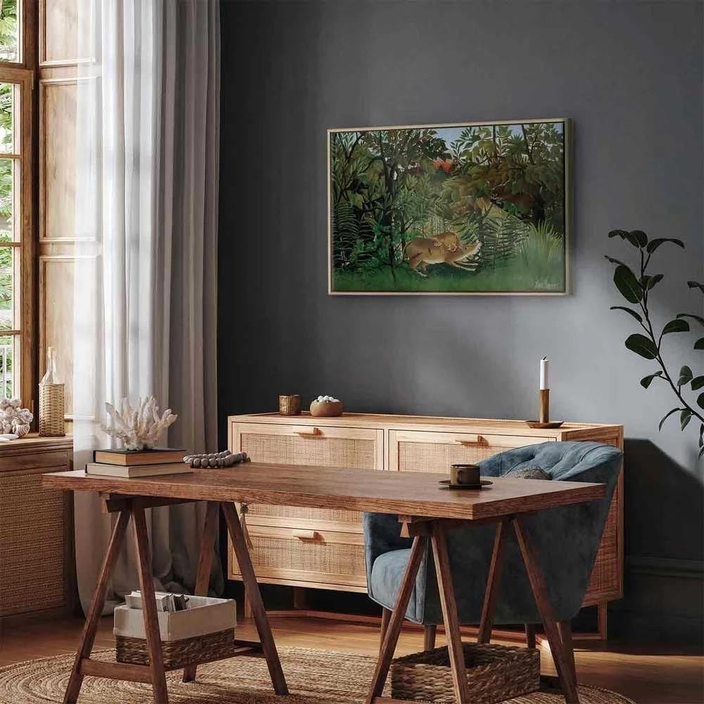 Artgeist Paveikslas - Henri Rousseau – Le Lion ayant faim se jette sur l'Antilope