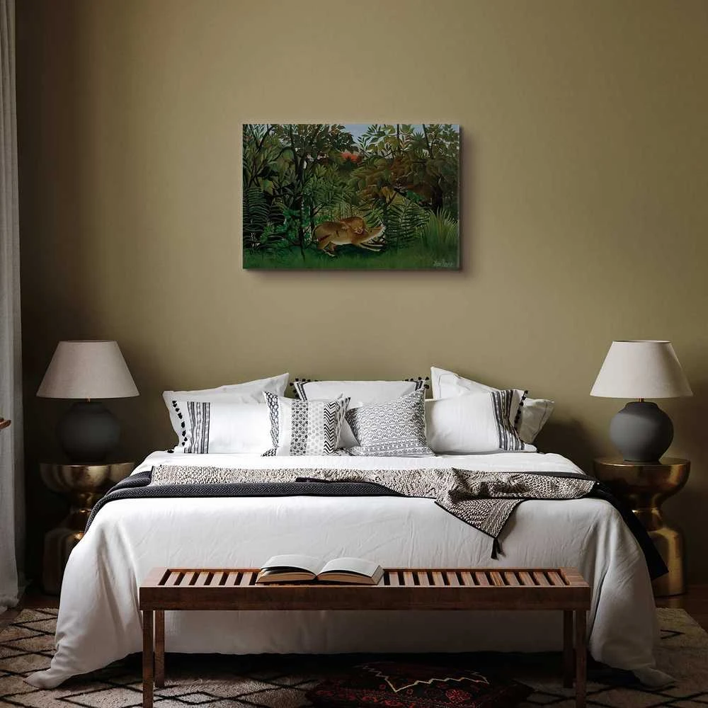 Artgeist Paveikslas - Henri Rousseau – Le Lion ayant faim se jette sur l'Antilope