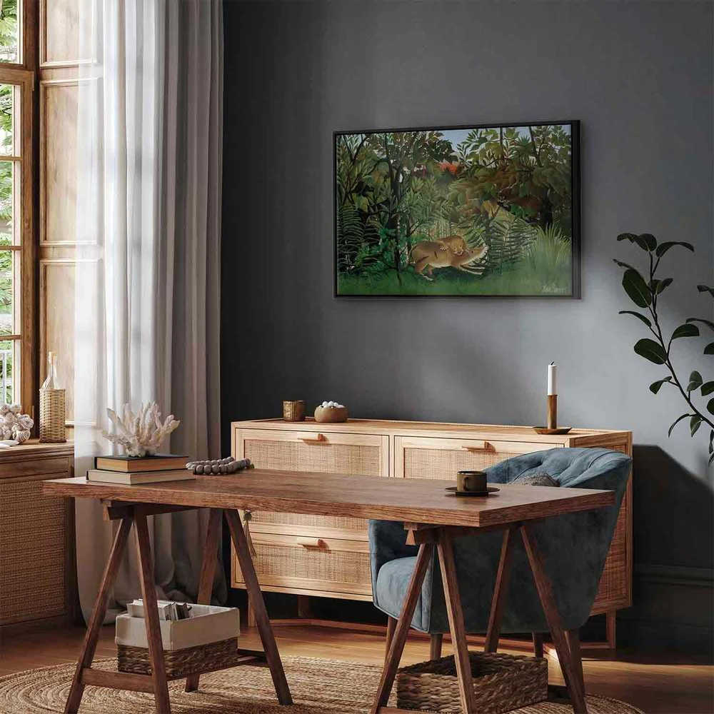 Artgeist Paveikslas - Henri Rousseau – Le Lion ayant faim se jette sur l'Antilope