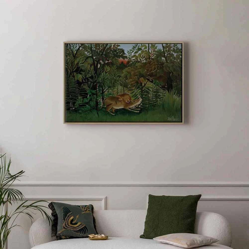 Artgeist Paveikslas - Henri Rousseau – Le Lion ayant faim se jette sur l'Antilope
