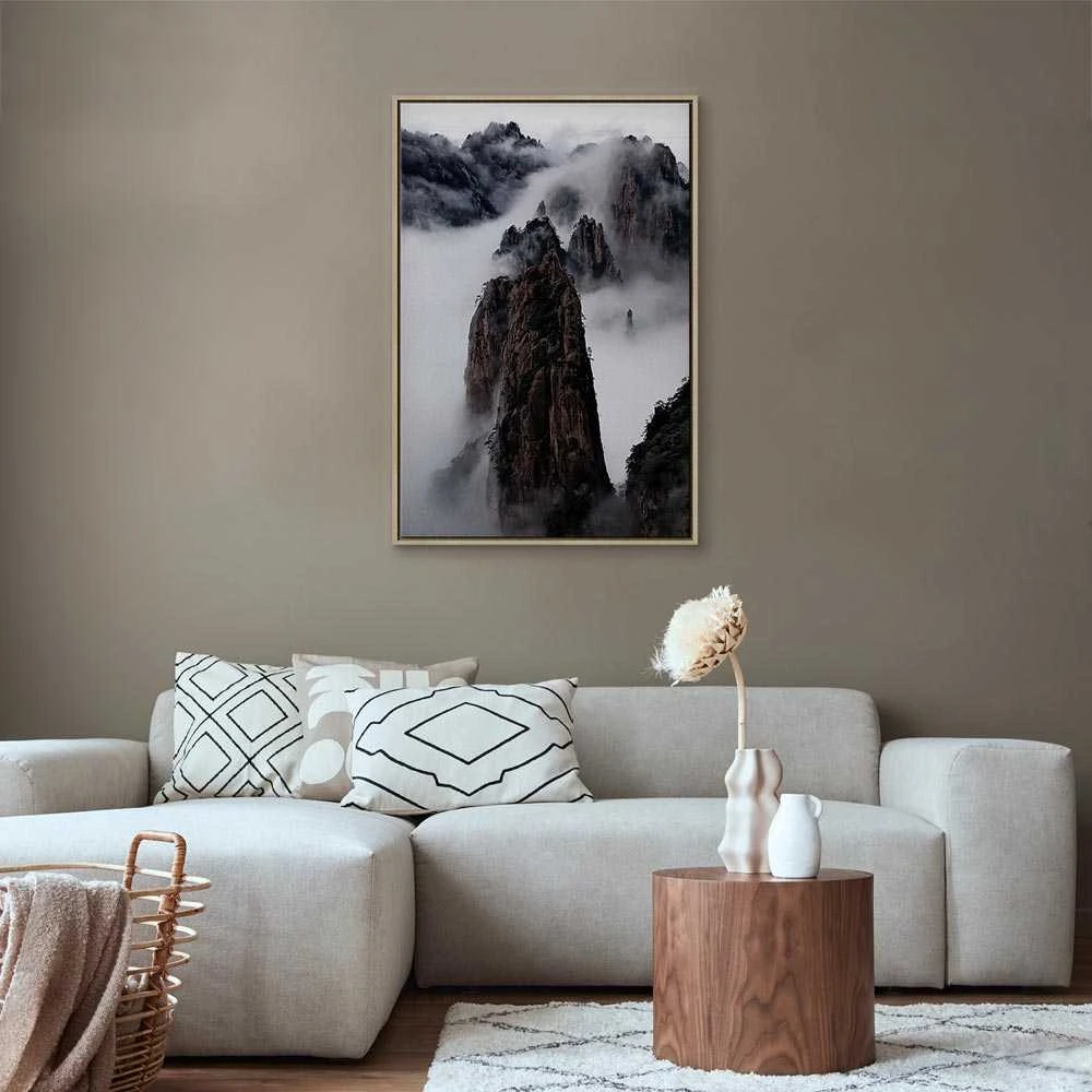 Artgeist Paveikslas - High Mountains in Mist (1-part) - Landscape of Clouds Amid Rocks
