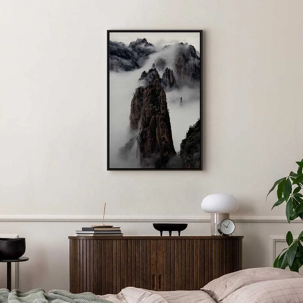 Artgeist Paveikslas - High Mountains in Mist (1-part) - Landscape of Clouds Amid Rocks