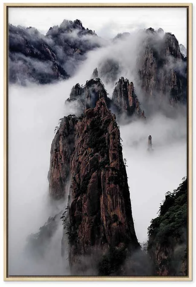 Artgeist Paveikslas - High Mountains in Mist (1-part) - Landscape of Clouds Amid Rocks