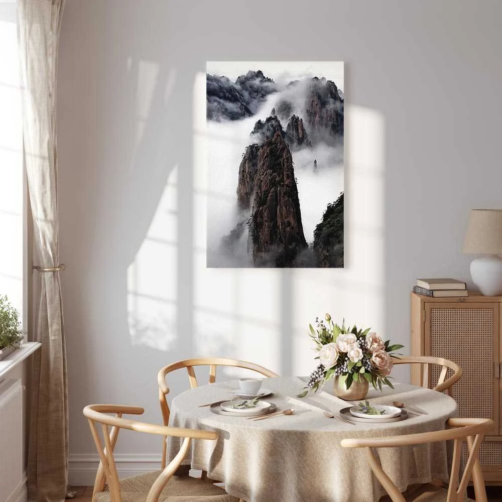Artgeist Paveikslas - High Mountains in Mist (1-part) - Landscape of Clouds Amid Rocks