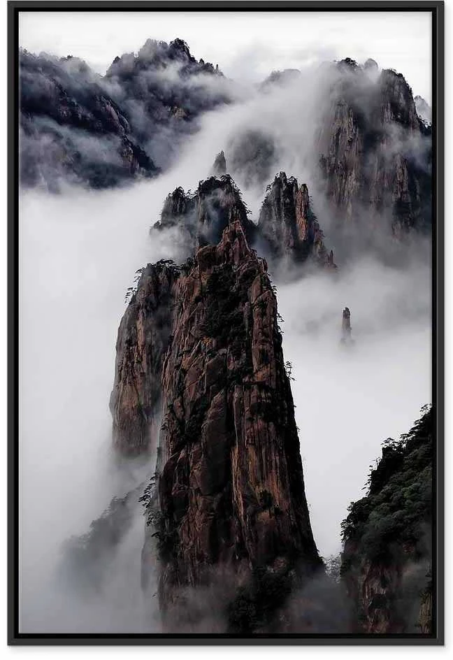 Artgeist Paveikslas - High Mountains in Mist (1-part) - Landscape of Clouds Amid Rocks