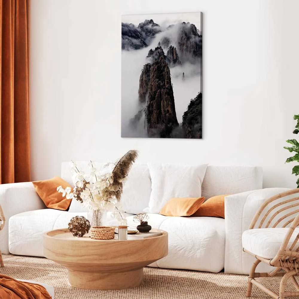 Artgeist Paveikslas - High Mountains in Mist (1-part) - Landscape of Clouds Amid Rocks
