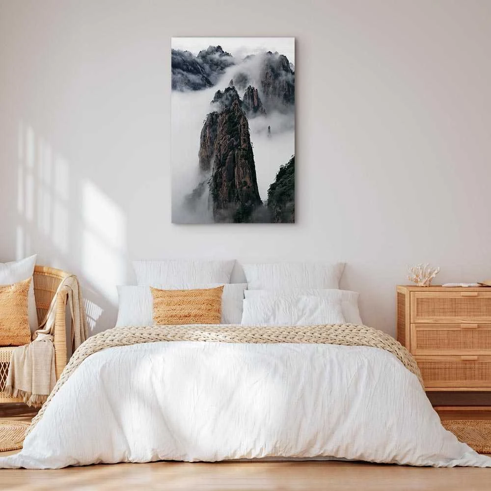 Artgeist Paveikslas - High Mountains in Mist (1-part) - Landscape of Clouds Amid Rocks