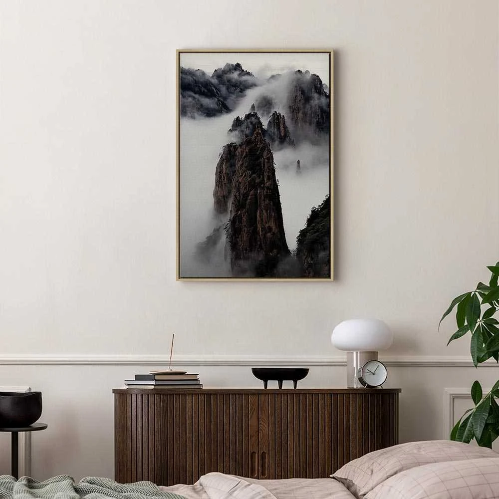Artgeist Paveikslas - High Mountains in Mist (1-part) - Landscape of Clouds Amid Rocks