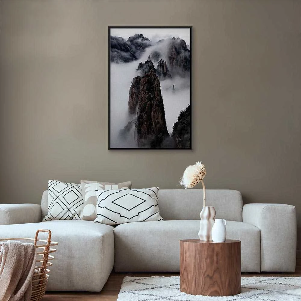 Artgeist Paveikslas - High Mountains in Mist (1-part) - Landscape of Clouds Amid Rocks