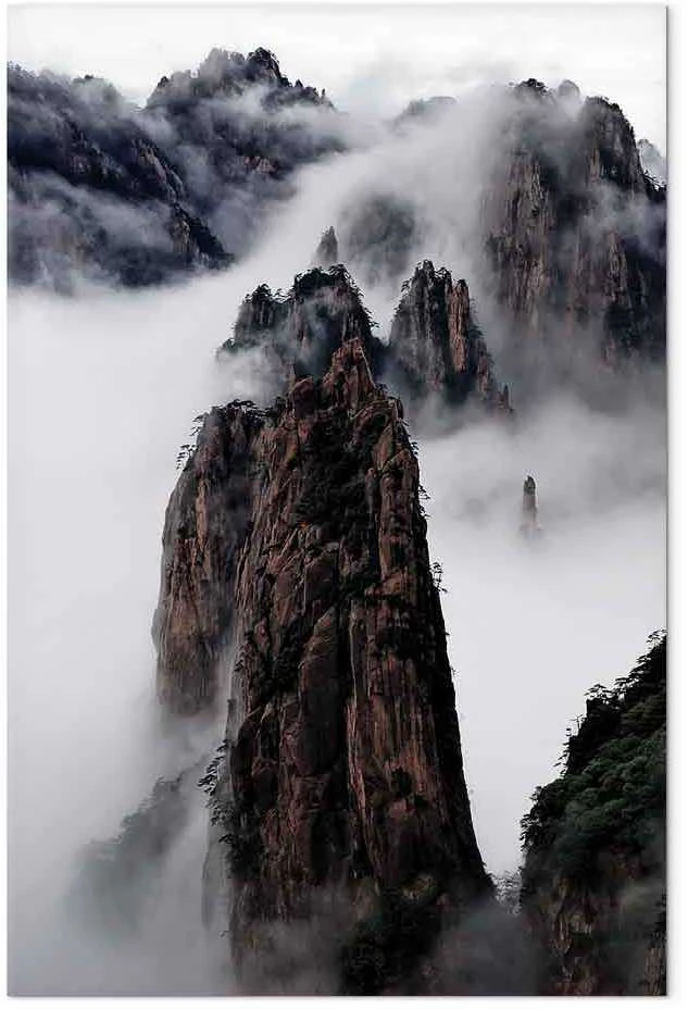 Artgeist Paveikslas - High Mountains in Mist (1-part) - Landscape of Clouds Amid Rocks