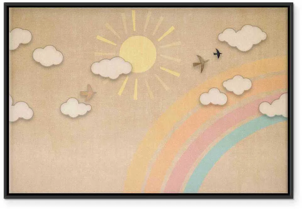 Artgeist Paveikslas - Holiday Sky - Sunny Day with a Rainbow and Flying Birds