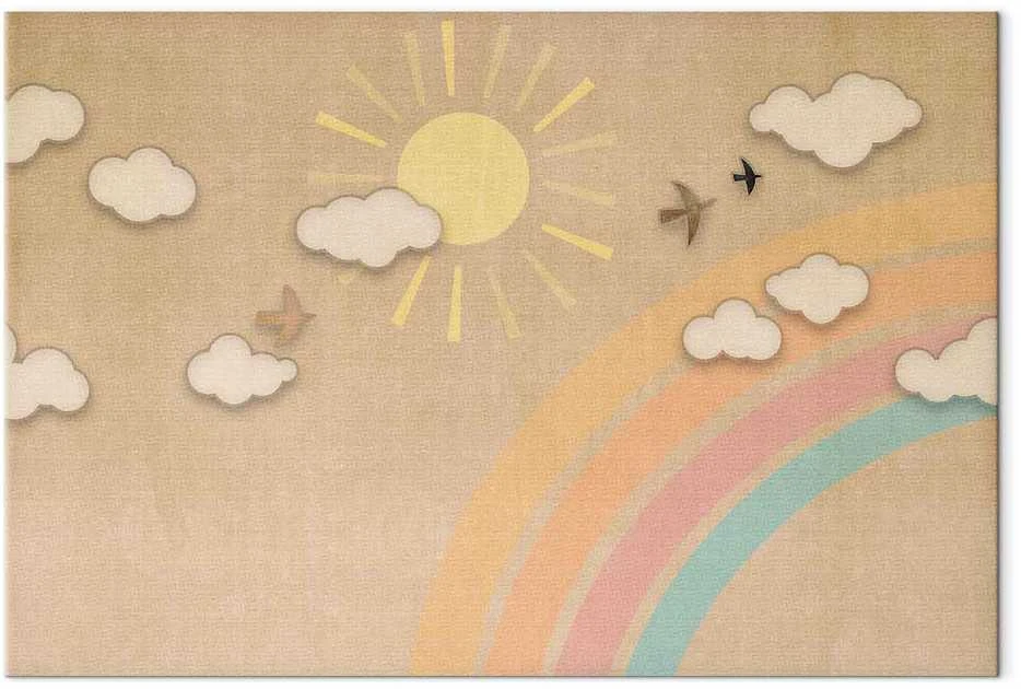 Artgeist Paveikslas - Holiday Sky - Sunny Day with a Rainbow and Flying Birds