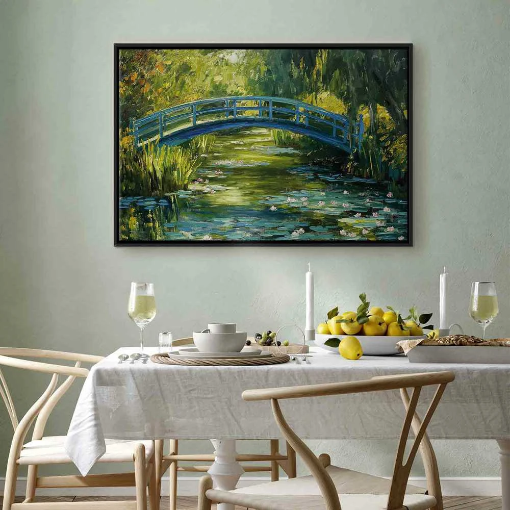 Artgeist Paveikslas - Impressionist bridge - painting of a bridge against a picturesque background